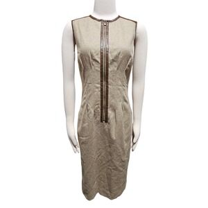 MAGASCHONI COLLECTION Sheath Dress Brown Zipper Tweed Sleeveless 6